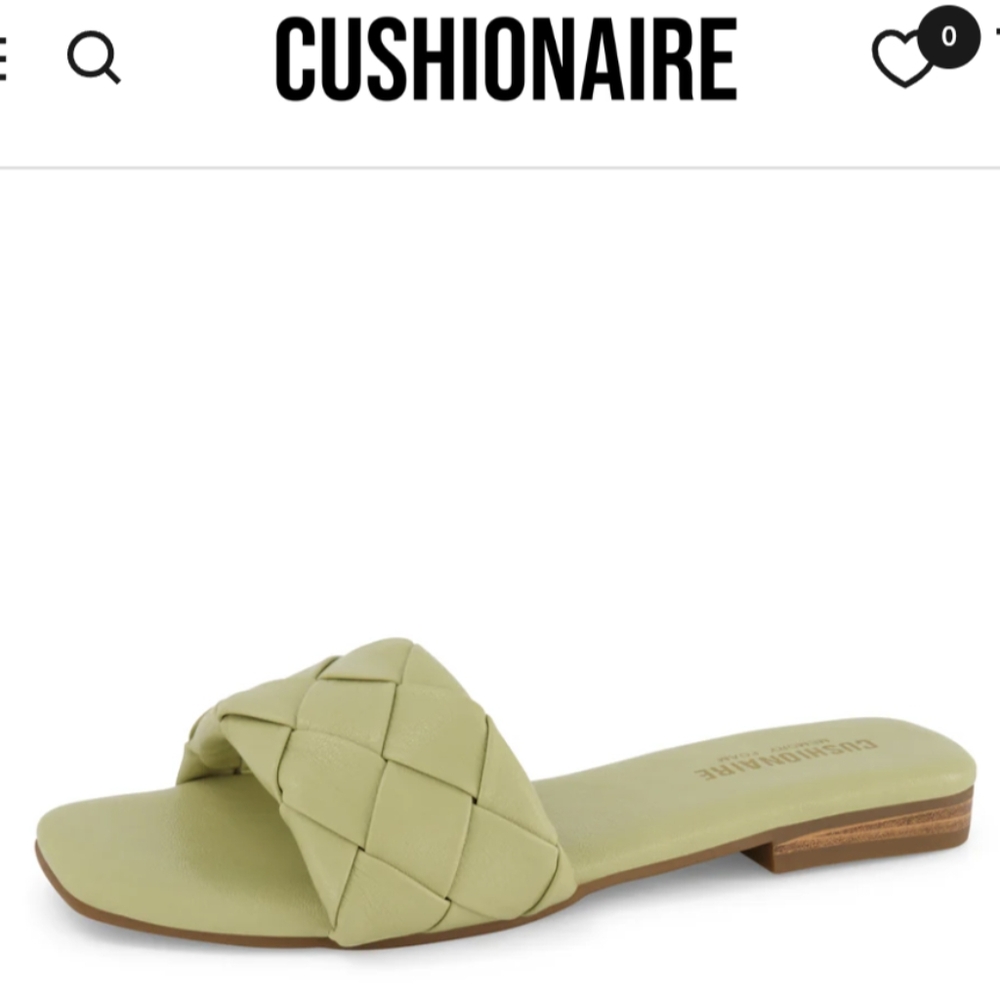 CUSHIONAIRE Women's Franca woven slide sandal sage green 9M